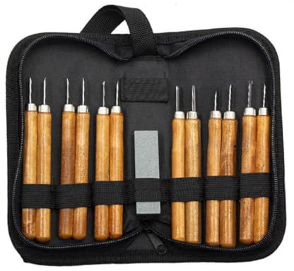 Herramientas de tallado de madera gubias profesionales manuales con acero de carbono whetstone set para escultura 13pcs, herramientas de talla de madera set