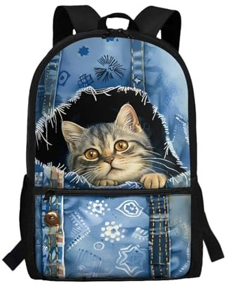 xixirimido Schulrucksack für Kinder, 43,2 cm, Büchertasche, Schultertasche, Rucksack, katze, Einheitsgröße