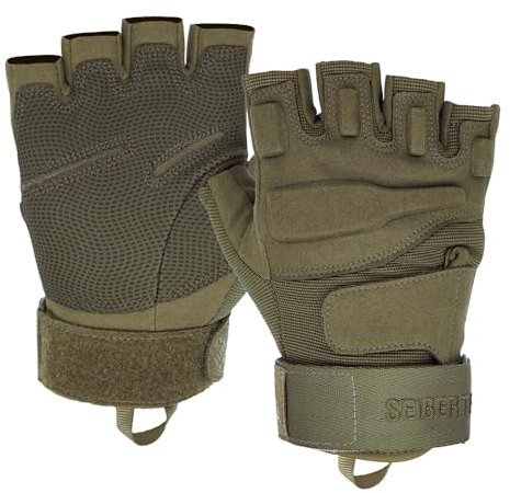 Seibertron® Damen Herren S.O.L.A.G Handschuhe taktisch 1/2 Finger Militär Kampf Armee Fingerless halbe Finger für Airsoft Militär Paintball Schießen Outdoor Activities Handschuhe Army Green L