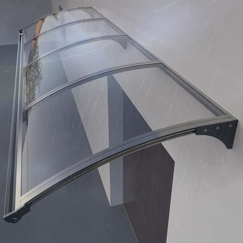 KAXLDHH Auvent pour Porte, Marquise Porte D'Entrée avec Support en Aluminium, Store Banne Auvent Fenêtre, Porte Toit Marquise Abri Protection UV pour Garage, Balcon(Color:Nero,Size:80x200cm)