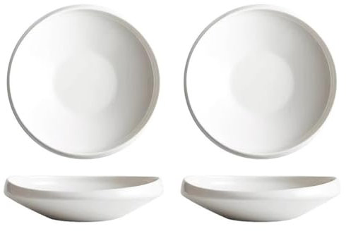 KKMNDE 2er-Set Pastateller aus Keramik, Salatteller aus Porzellan, Geschirrset in moderner Form, für Dessert, Vorspeise und kleines Mittagessen, mikrowellen-, spülmas