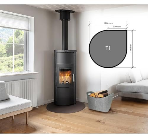 Melina24 Kaminofen Stahl Bodenplatte Funkenschutzplatte Metall anthrazit pulverbeschichtet (T1 1100 x 1100 mm)