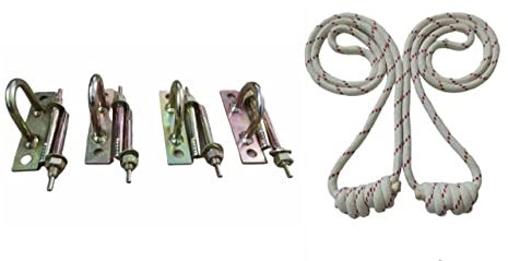 Lot de cordes de yoga Iyengar de qualité supérieure avec crochets – Comprend 2 longues et 2 petites cordes, 4 crochets métalliques D, 8 attaches pour studio de yoga à domicile et entraînement de