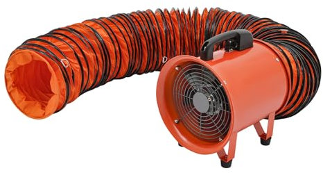 TouTToNG Ventilador axial, Turbina de Aire con Manguera de Canal de 10 m, Ventilador de Construcción, 320 W, Ventilador de Tubo Portátil, Ventilador Industrial, 2800/3300 rpm, 68 dB
