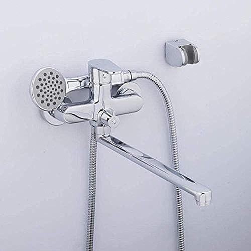 ROMOER Robinet De Baignoire Robinet De Lavabo De Salle De Bain Mural Avec Bec Long Mitigeur De Baignoire À Poignée Unique