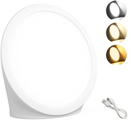 SAD Lamp, 10,000 Lux Simulated Sunlight, UV-Free Therapy Lamp with 3 Color Temp & 5 Brightness Levels & 6 Timer Light Therapy Lamp, SAD Light with Memory Function for Office/Home/Sleep/Decoration