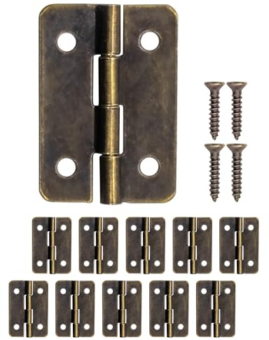 FUXXER Antike Mini-Scharniere aus Metall für Möbel & Kästchen 30x21 mm 10er Set Bronze
