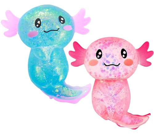 YEWCEP 2 Stück Animagic Axolotl, Tier Squeeze Toy, Stress Relief Squishy Ball, für Kinder und Erwachsene, Squeeze Ball für Party, Geburtstagsgeschenk, All Ages