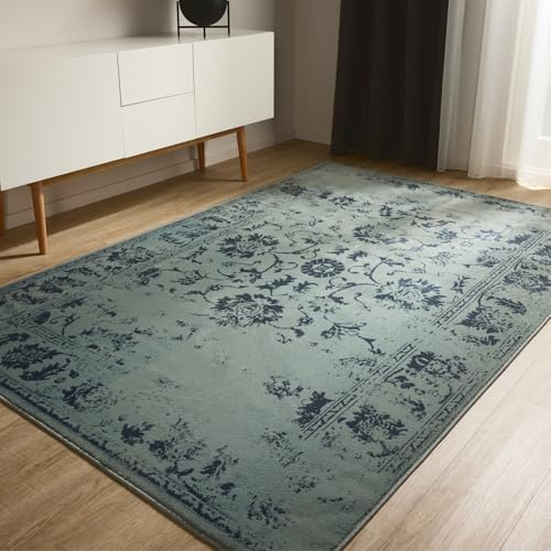 benuta Basic Teppich Suki - Türkis 200x300 cm - Kunstfaser - Rechteckig & im Style: Vintage, Orient Style - Pflegeleicht für Wohnzimmer Schlafzimmer