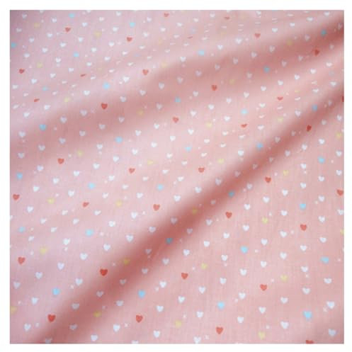 AMateschitz Tissu en coton vendu au mètre - Paquets de tissus imprimés - Tissu en coton pur avec motif cœur - Vintage - Fleurs - Patchwork - Pour vêtements DIY - Couture - Rose - Cœur 1 m x 1,6 m