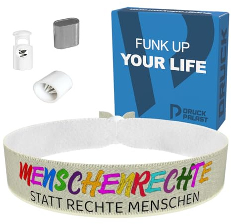 Menschenrechte statt rechte Menschen - Satin Stoffarmband - Armband für Menschenrechte - Anti-Rassismus-Armband - Handgemachtes Unisex-Armband - Nachhaltiges Accessoire - viele Farben