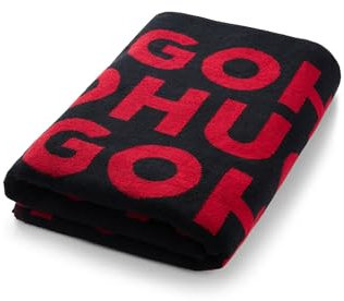 HUGO Herren Monogram Towel Badetuch aus Baumwoll-Terry mit Logo-Muster Schwarz002 Stck