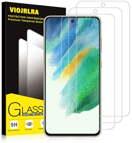 Viojrlra 3 Stück Panzer Schutz Glas für Samsung Galaxy S21 FE 5G, 9H Härte Schutzfolie, HD Klar Displayschutz, Frei von Kratzern, Anti-Bläschen, Ultrabeständig Folie