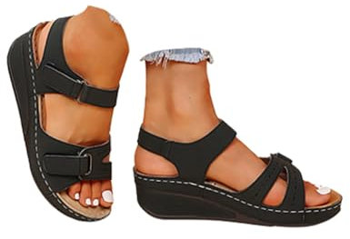 Sandali Ortopedici Donna Estive Eleganti Sandali con Strappo Leggere Comodi Cuoio Artificiale Sandalo con Zeppa Vintage Moda Scarpe Estivi Aperta Antiscivolo Sandalo Passeggio Sportivi Trekking 2025