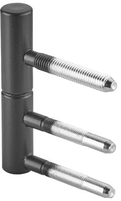 SOTECH 1 paumelle OLAV en 2 parties avec 3 goujons filetés (Ø 15 mm, acier, époxy noir, conforme DIN, palier lisse en nylon, jusqu'à 60 kg de charge) Charnière de porte pour portes intérieures