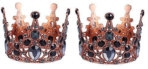 VALICLUD 2 Stück Geburtstagskrone Hochzeitsdekorationen Kuchentopper Alles Gute Zum Geburtstagstorte Toper Tiara Geburtstagsfeier Krone Dame Geburtstagsdekorationen Schwarz Metall