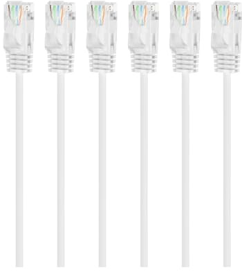 Mygatti Ultradünn/slim OD:2.8mm CAT 6 Ethernetkabel(6-Stück)-1m,flexibel UTP netzwerkkabel 1.0 Gbit/s,RJ45 Weißz LAN Kabel,für Heimnetzwerke,Modem,Router,Schaltkästen,Laptop,Drucker usw