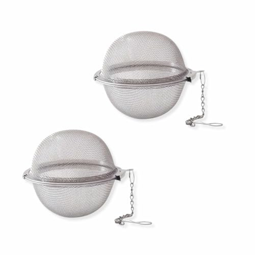 PARENCE.- Set di 2 palline da tè in acciaio inossidabile-Infusore da tè in acciaio inossidabile con catena | Filtri per tè, infusi, spezie, erbe, infusi fatti in casa