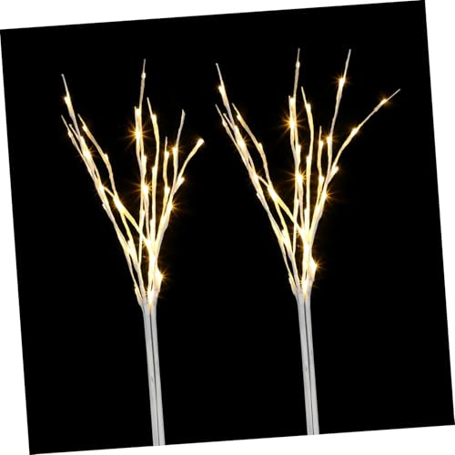 NUOBESTY 2 Stück LED Birkenzweige Licht Batteriebetrieben Warmweiß Biegsame Deko Zweige mit Sanfter LED Beleuchtung für Tisch Vase Wohnraum Romantische Atmosphäre Leichtes