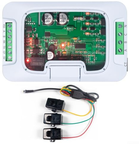 PZEM 6L24 Dreiphasen-Wechselstrom-Energiezähler-Modul, 380 V, 100 A, RS485 UART RTU, aktive Blindleistung, Spannung, Stromfrequenzüberwachung für industrielle Automatio (Host + Öffnung)
