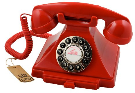 GPO Carrington Classic Retro Push-Button Phone with Pull-Out Tray, Traditional Bell RingTone, Ringer On/Off for Home, Office, Hotels- Red