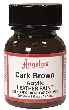 Angelus Pintura de piel acrílica, color blanco 1 Ounce marrón oscuro