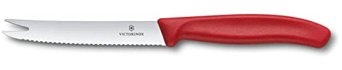 Victorinox 6.7861 Couteau à saucisses/Fromage avec double pointe, Acier Inoxydable, Rouge, 30 x 5 x 5 cm