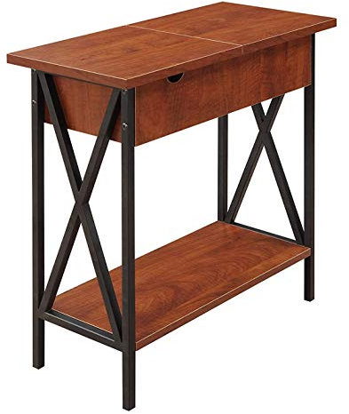 Convenience Concepts 161574 Tucson Storage Console Tavolo Elettrico con ripiano Ribaltabile Black/Cherry