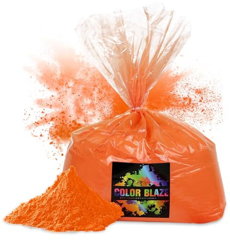 Color Blaze Holi Farbpulver – 2,3 kg orange gepuderte Farbe – für lustige Läufe, Color Toss, Rangoli, Powder War, Hinterhof-Party und Festivals – Packung mit 1 bunten Beutel – 2,3 kg in Bulk – Orange