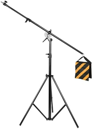 Conxtrue Max 4 m/400 cm 2 voies Rotation en aluminium Trépied réglable Boom Pied d'éclairage avec sac de sable pour studio photo Video + Conxtrue UBS LED Cadeau Gratuit