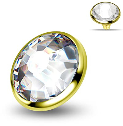 5 MM flachen klaren runden Stein Gold eloxiertem 316L chirurgischer Stahl intern Gewinde Top Micro Dermal Anchor Piercing-Schmuck