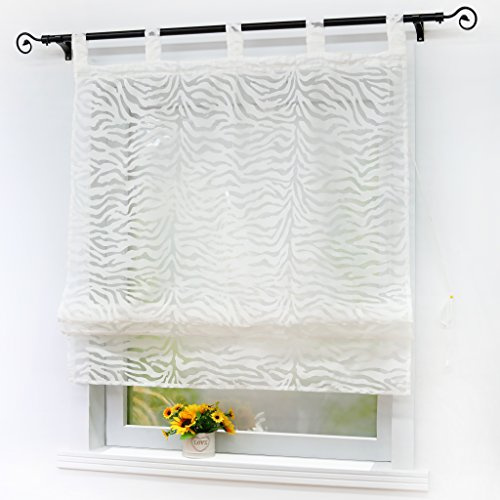 Joyswahl Raffrollo Ausbrenner Raffgardinen mit Schlaufen Lea Schlaufenrollo BxH 140x140cm Weiß 1er Pack