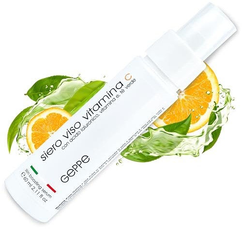 60ml. BIO Siero Viso Vitamina C e Acido Ialuronico con Vitamina E • Tè Verde • Siero Antirughe Idratante e Illuminante • Ottimo con Crema Viso Antirughe Uomo e Donna • Giorno e Notte • Made in Italy