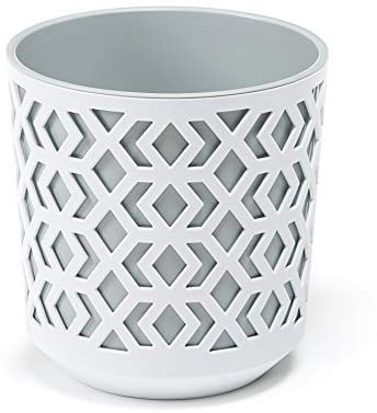 Lamela Flower pot for herbs | Ø 19.5 cm H 20 cm | for garden and balcony | 2 pieces | decorative storage box | pieces to match your taste, white + light grey, Ø 195 mm