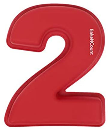 BakeNCount Silikon Zahlen Backform Zahl 2 – Große Kuchenform 25,5×21×6,1 cm – Motivbackform für Geburtstag & Jubiläum – BPA-frei, backofenfest, spülmaschinenfest – Number Cake