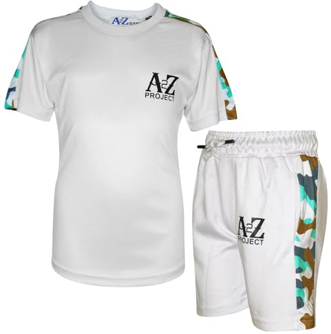 A2Z 4 Kids Girls Boys A2Z Project Camo Panel Top Shorts Set - Shorts Set 478 White 11-12