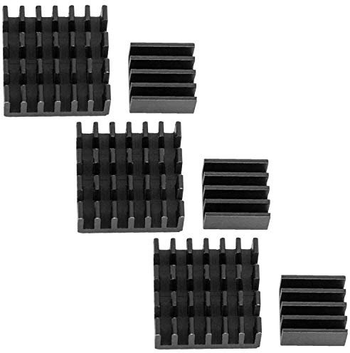 AZDelivery 3 x Lot de 2 dissipateurs Thermiques passifs en Aluminium Noir pour Raspberry Pi 3 avec Film adhésif spécial conducteur de Chaleur, Livre électronique Inclus