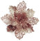 12Pz Glitter Poinsettia Fiori di Natale 16cm con 12 Pz Stelo Verde Artificiale Albero di Natale Fiore Corona Floreale Ornamenti di Natale (Oro Rosa)
