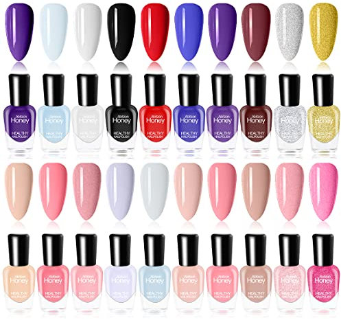 20 Bottles Non Toxic Nail Polish Set, Eco-Friendly Easy Peel Off and Quick Dry Water Based Nail Polish for Women, Teens, Kids