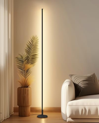 TACAHE Minimalistische Eck-Stehlampe - 2700K-6500K Dimmbares LED-Nachtlicht - Moderne Stehlampe mit Fernbedienung für Wohnzimmer, Schlafzimmer - 57 12W - Schwarz