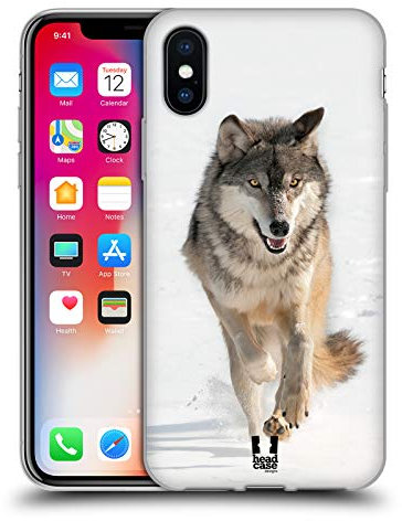 Head Case Designs Grauer Wolf Rennt Tierwelt Gelhülle [Militärischer Schutzgrad] Kompatibel Mit Apple iPhone X/iPhone XS Und Kompatibel Mit MagSafe