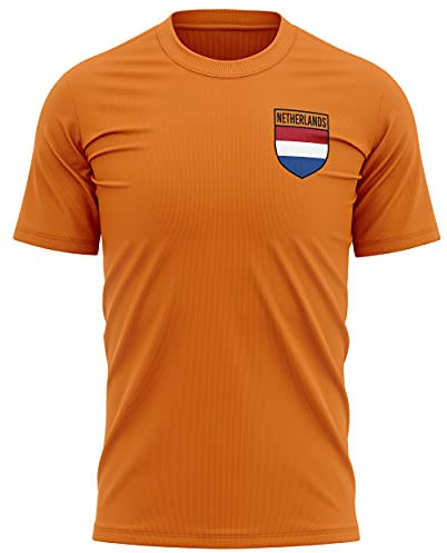 Niederlande Fußballtrikot Retro – Herren HollandFlagge Badge TShirt – Fußball Europäische Länder 2021 2020 Supporters Schwarz Orange 1905 Tee Him – Holland Holland Holland Turnier Footy Top Gr. L,