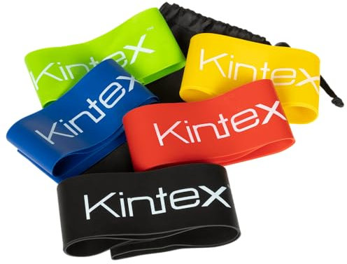 Kintex Mini-Loops Set, 5 Stärken, Fitness-Loop, Gymnastik-Band, Yoga, Pilates, Training, Workout