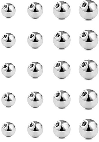 vcmart Piercing Kugeln 3mm Set 1,2mm Ersatzkugel Chirurgenstahl Plastik Kristall Schraubkugel 16G Gewinde