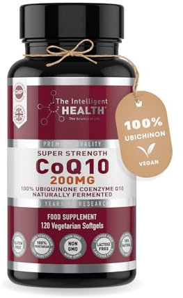 Ubiquinone Co Enzyme Q10 Softgel Capsules, Super Strength Vegan Friendly Naturally Fermented High Absorption CoQ10 Capsules Made in The UK to GMP Standards - The Intelligent Health (120 count, 200 mg)
