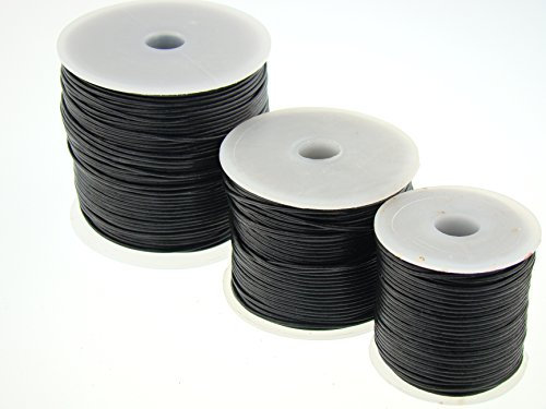 esnado Lederschnur Rund - 1 mm. Schwarz. 10 Meter | ECHTES Leder | pflanzlich gegerbt | ideal für die Herstellung von Schmuck und Armbändern, Basteln oder Dekorieren, DIY-Projekte, Mittelalter