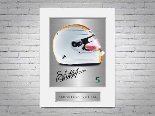Sebastian Vettel Racing Driver 2022 Helm signiertes Foto Display Mount A4
