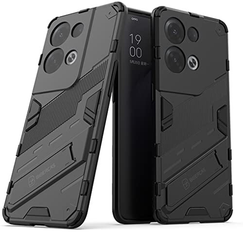 SEAHAI Cover per Oppo Reno 8 PRO 5G (Reno8 PRO 5G), [Militare Anti-Caduta] Cornice Paraurti in Silicone Morbido Ultra Sottile Custodia, con Supporto Pieghevole Nascosto Kickstand - Nero