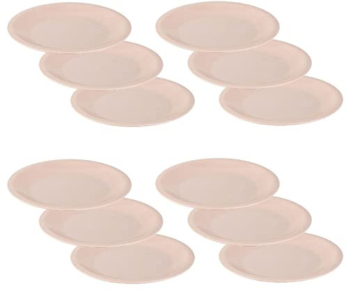 12 x Kunststoffteller, flach, BPA-frei, Beilagen, Teller, Picknick, Garten, Grill-Zubehör, mikrowellen- und spülmaschinenfest, Farbe: Hell-Rosa