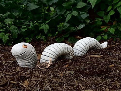 OLOMA Steinwurm-Statue Betonwurm-Skulptur Raupe Figur Outdoor Wurm für Zuhause Zement Eidechse Statue Beton Hof Kunst Dekoration Animierte Geschenke Rasen Ornament Gartenkunst